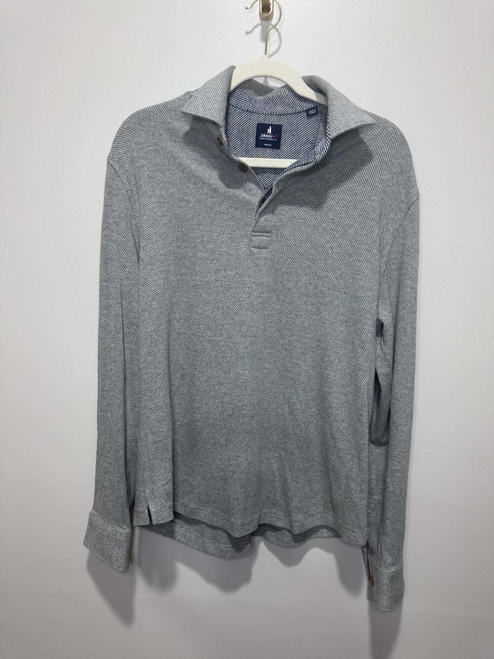 johnnie-O Sulley 1/4 Button Pullover Grey Size Medium